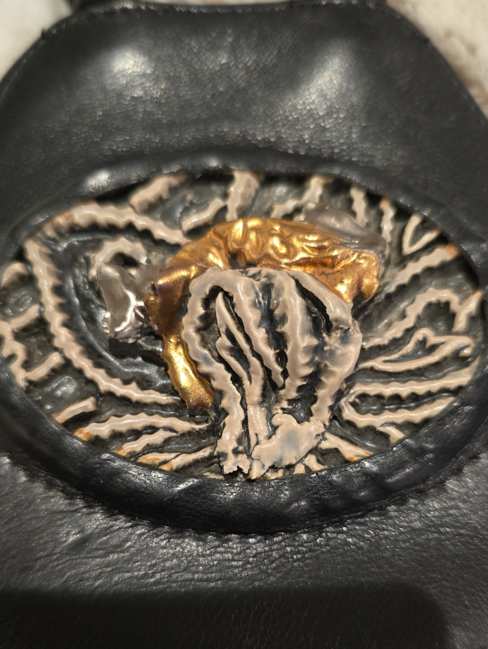 Limar Designs, Oceanside, California. Black Patent Croc-Textured, Shoulder Bag - Picture 10 of 10
